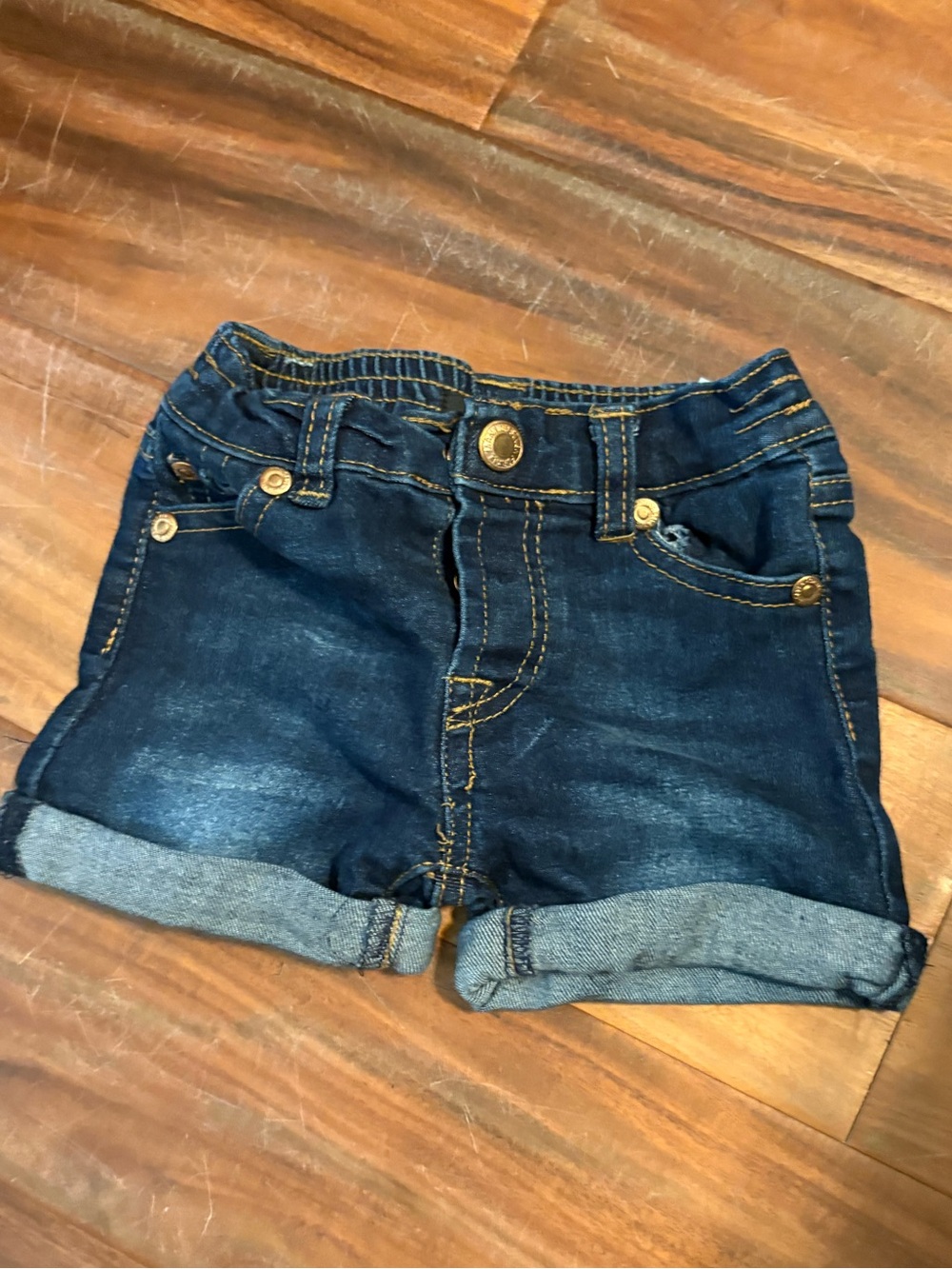 7 For All Mankind Baby Denim Shorts 24M Rolled Cuff Dark‎ Wash (k)